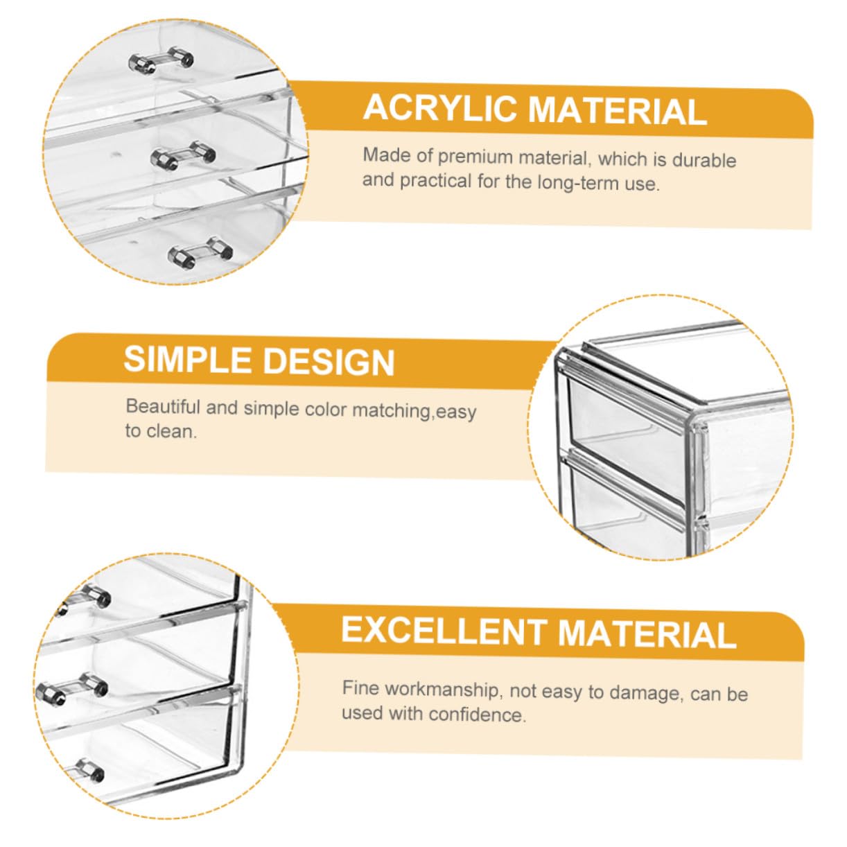 Healvian Boîte de Rangement pour Cosmétiques pour Éviter L'oxydation Design Fermé en Acrylique Transparente 4 Tiroirs Grosse Capacité pour Bureau et Bijoux