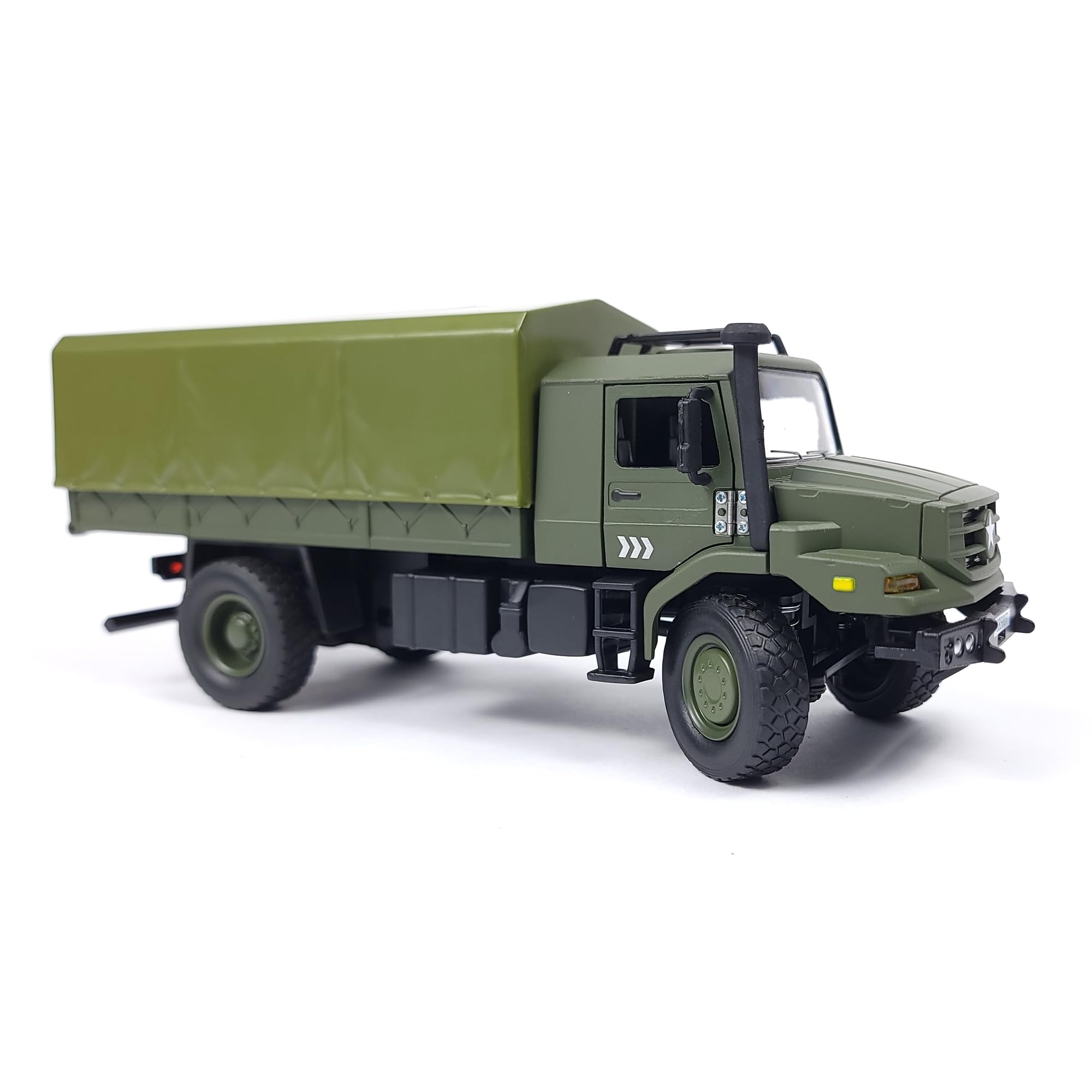 NUOTIE 1/36 Unimog U1300L (4 x 4) Model Car Die-Cast Metal Military Armoured Battlefield Vehicle Transport Treatment Truck Vehicle