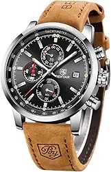 Relógio masculino de quartzo BENYAR, analógico, impermeável, cronógrafo moderno, para negócios, em couro marrom