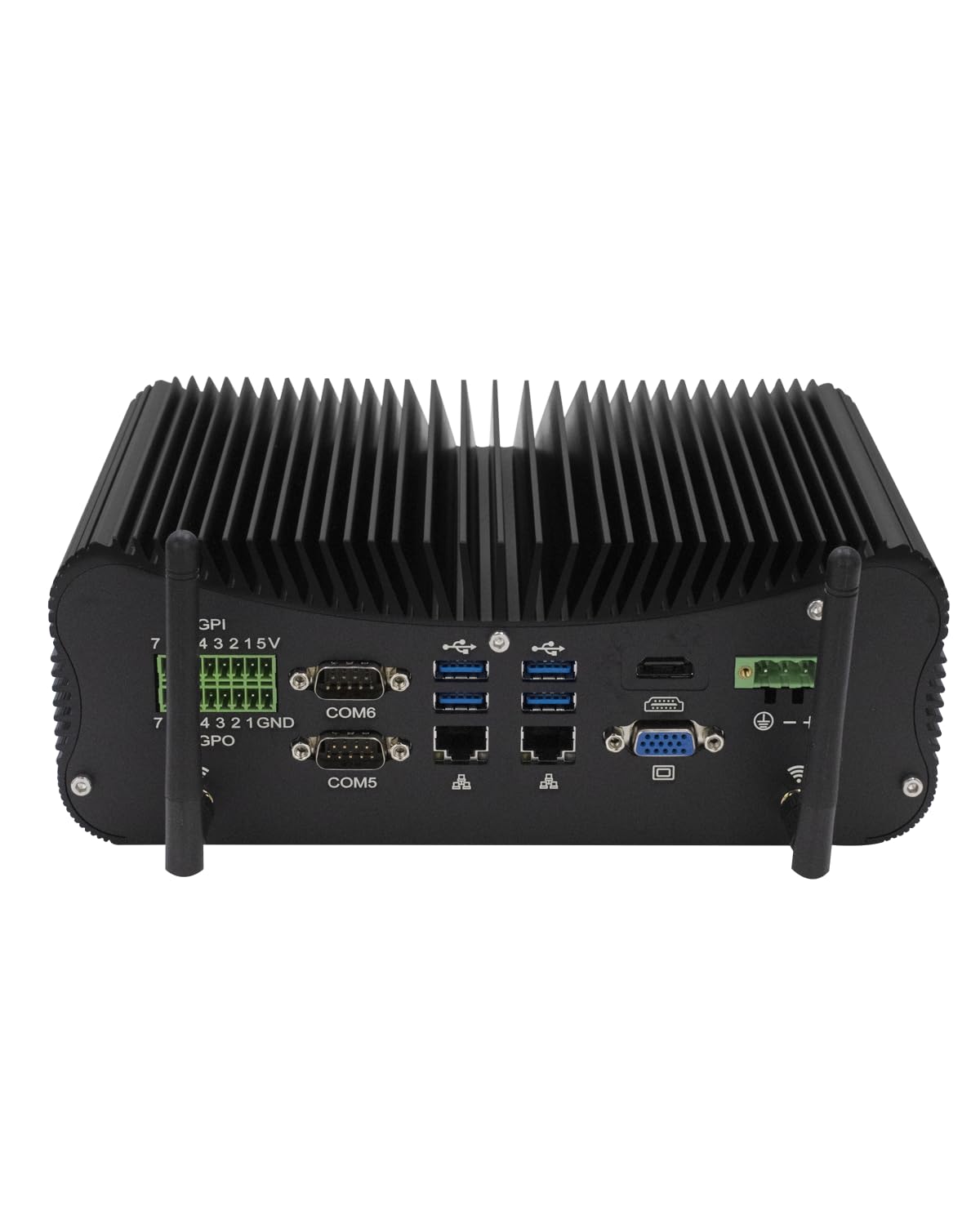 Industrial Mini PC Core i7 1165G7, lüfterlos PC I7, Dual 2.5Gbe Lan, 9-36V | Industrie Computer 6 RS232/RS485 COM, 14Pin GPIO, HD, VGA, SIM-Slot, Wifi, BT4.2, Win 11/Linux, 16GB RAM 256GB SSD
