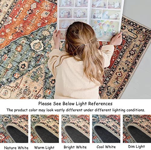 KIMODE Boho Tribal Round Bedroom Rug 90cm, Circle Bathroom Rugs,Soft Non-Slip Machine Washable Door Mat Faux Wool Carpet for Entryway Living Room Nursery - Image 5