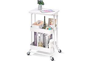 TOOLF 3-Tier Metal Rolling Storage Cart with Tabletop