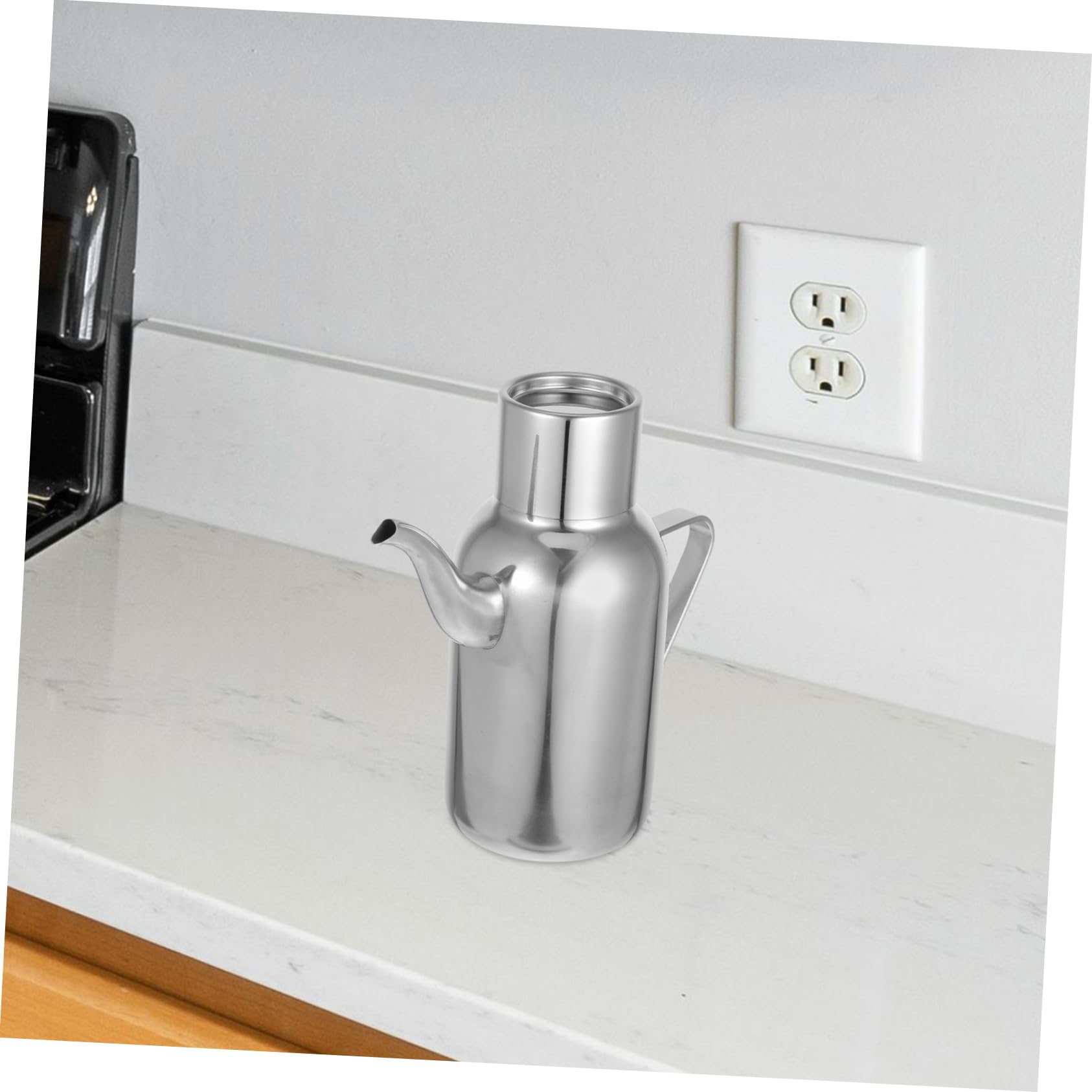 Gatuida Dispensador Botella de Acero Aceite en Inoxidable de 800ml Apertura Fácil Diseño Redondo Portátil Elegante y Uso Diario Cocina para Vinagre y Salsa