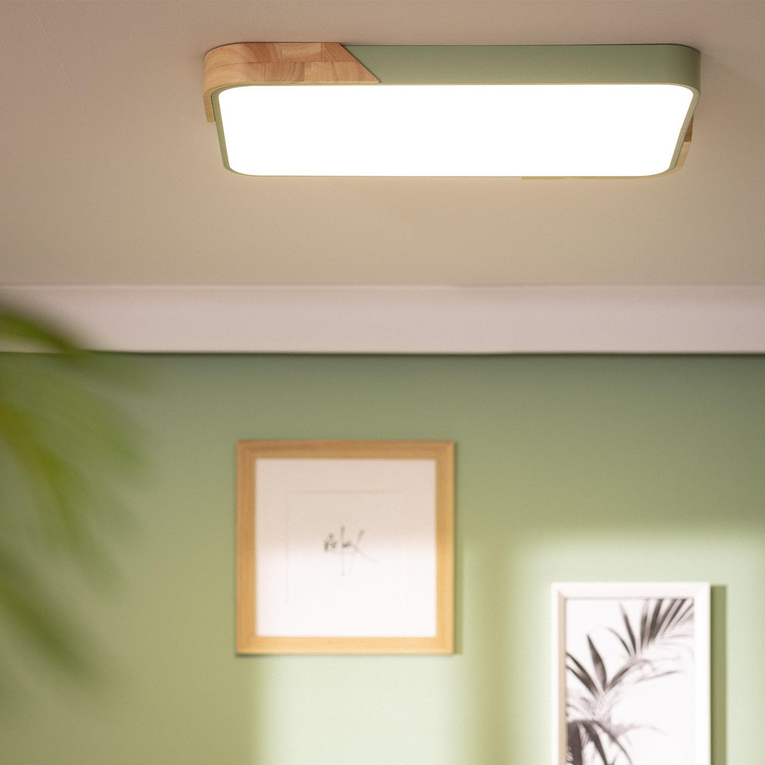 LEDKIA LIGHTING - Plafoniera LED Quadrata 30W | CCT Regolabile da 2700K a 6500K | Ideale per Soggiorno, Cucina | Facile Installazione | Certificato CE & RoHS, Nero, Legno-Metallo