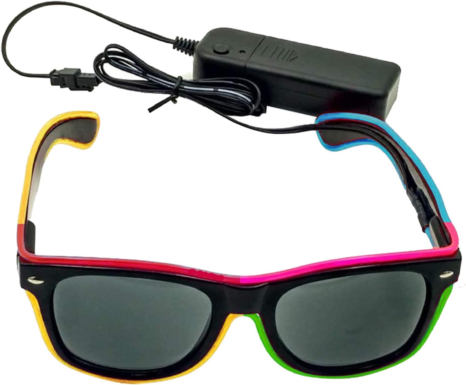 MaxLax EL Wire colourful glasses, Portable Battery Pack Glowing Rope Lights el glasses for Parties, Halloween