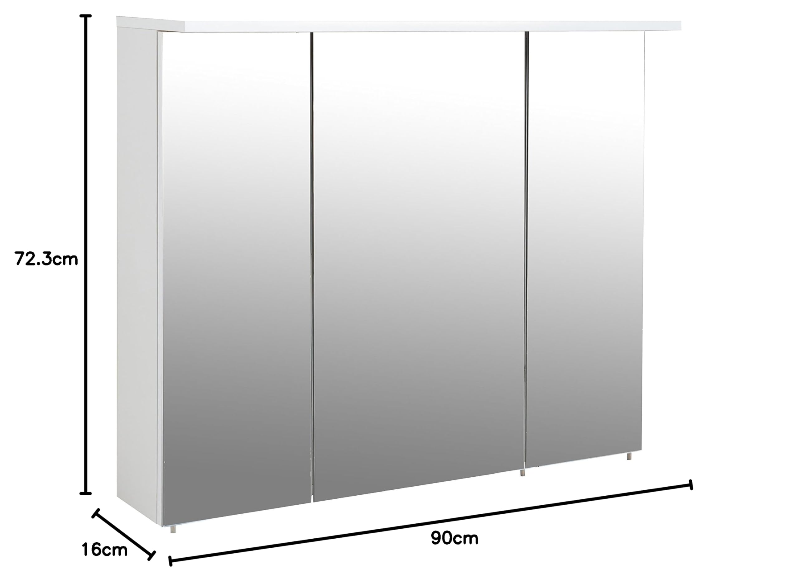 Schildmeyer Armoire De Toilette avec Miroir, Panneau De Particules Revêtu De Mélamine, Blanc, 90 x 16 x 72,3 cm