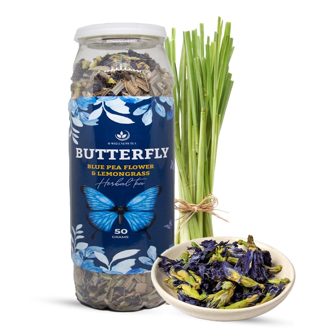 O WELLNESS TEA Butterfly Blue Pea Flower & Lemongrass Herbal Tea 50 Gram Loose Tea Jar | Detox Tea | Flower Based - Herbal Tea - Vegan - Caffeine Free - Natural Ingredients - Non-GMO - Vegan | (B0D6NFC7M2) Amazon Price History, Amazon Price Tracker