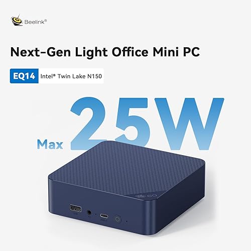 Miniatura 2 de Beelink Mini PC, EQ14 Intel Twin Lake N150 (hasta 3.6 GHz) 4C4T, Mini Computadora 16 GB DDR4 RAM 500 GB SSD, PC de escritorio con pantalla dual