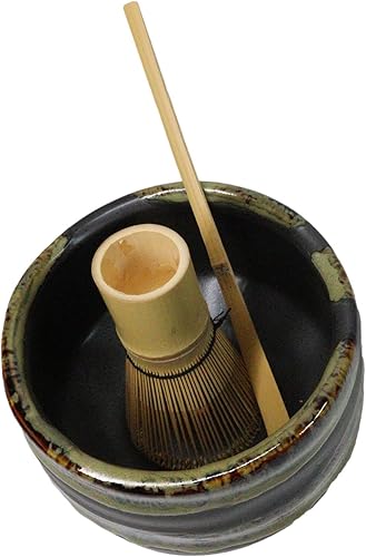 Miniatura 5 de Ebros Gift Juego de 4 tazones de té matcha de cerámica esmaltada tradicional japonesa, juego de ceremonia de 21 onzas con batidor y cuchara de