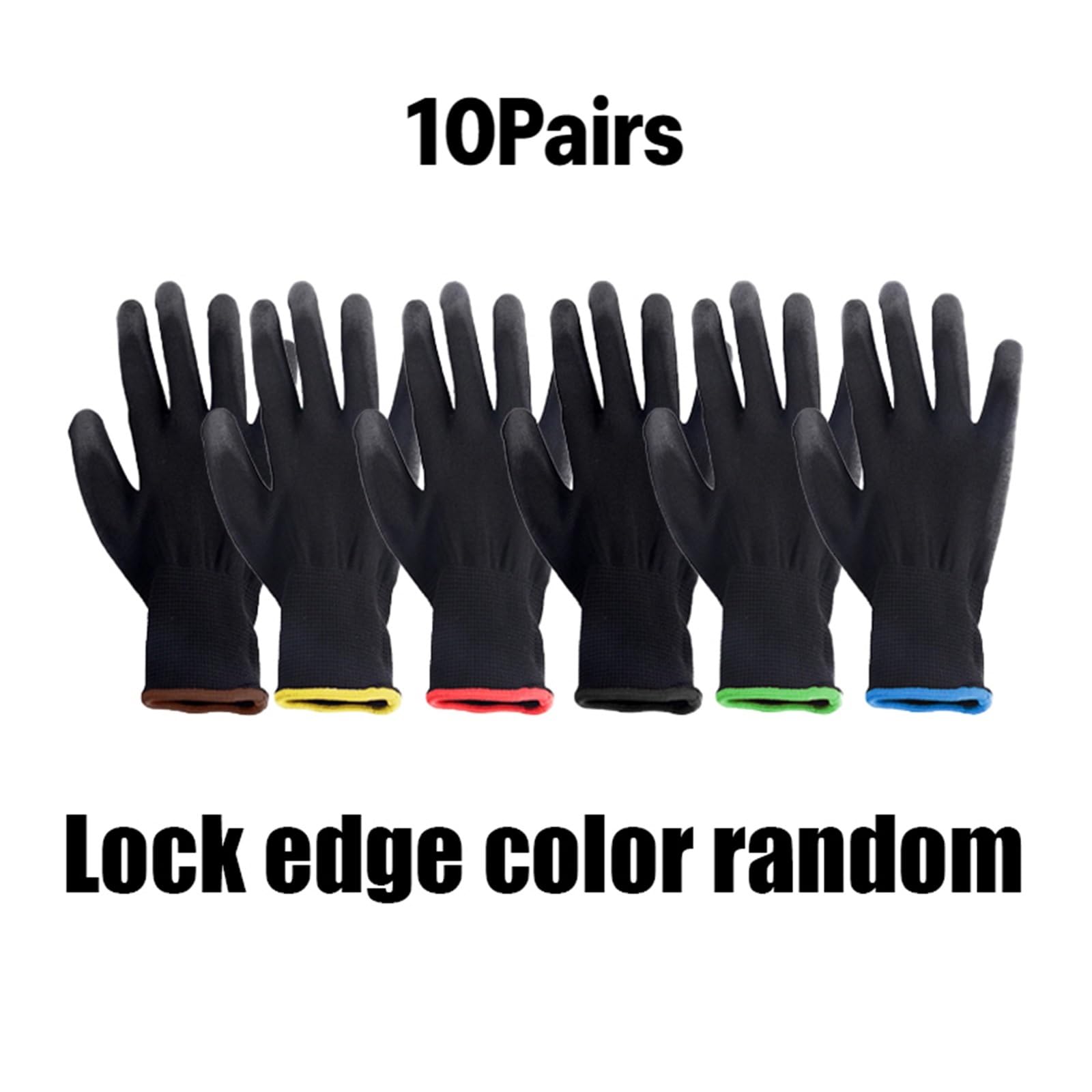 Guanti Da Lavoro Antiscivolo Guanti da lavoro antiscivolo traspiranti rivestiti in nylon nero PU for macchinari di fabbrica, giardinaggio, lavorazione del legno(10Pairs,XL)
