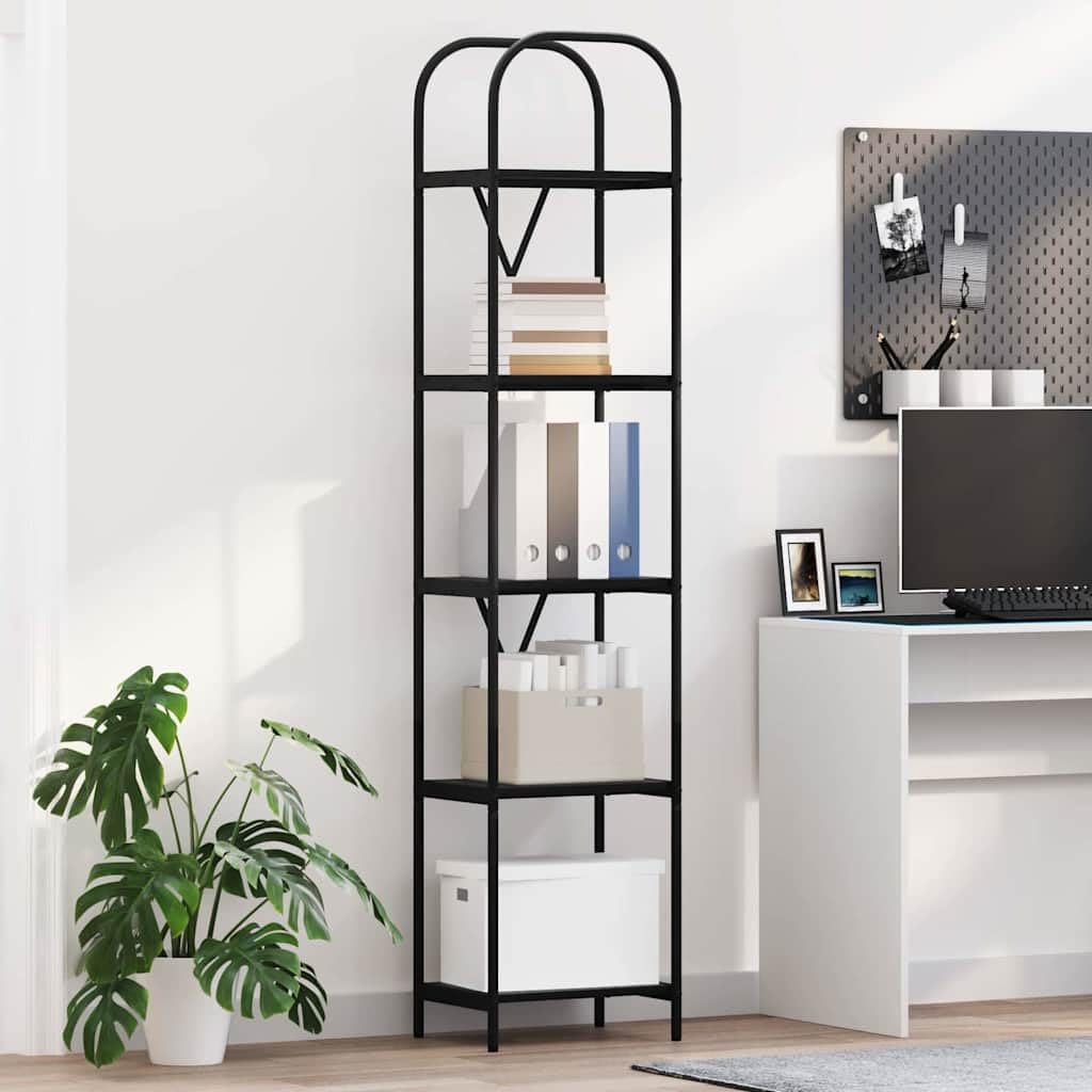 Bücherregal Schwarz Eichen-Optik Holzwerkstoff 40 x 30 x 183 cm mit 5 Regalen Stauraum für Bücher, Deko, Büro und Wohnzimmer modernes Regal Standregal vielseitig einsetzbar