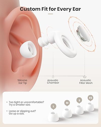 Miniatura 21 de Tapones para los oídos para dormir con cancelación de ruido, tapones de silicona reutilizables para reducir el ruido con 8 puntas para los oídos