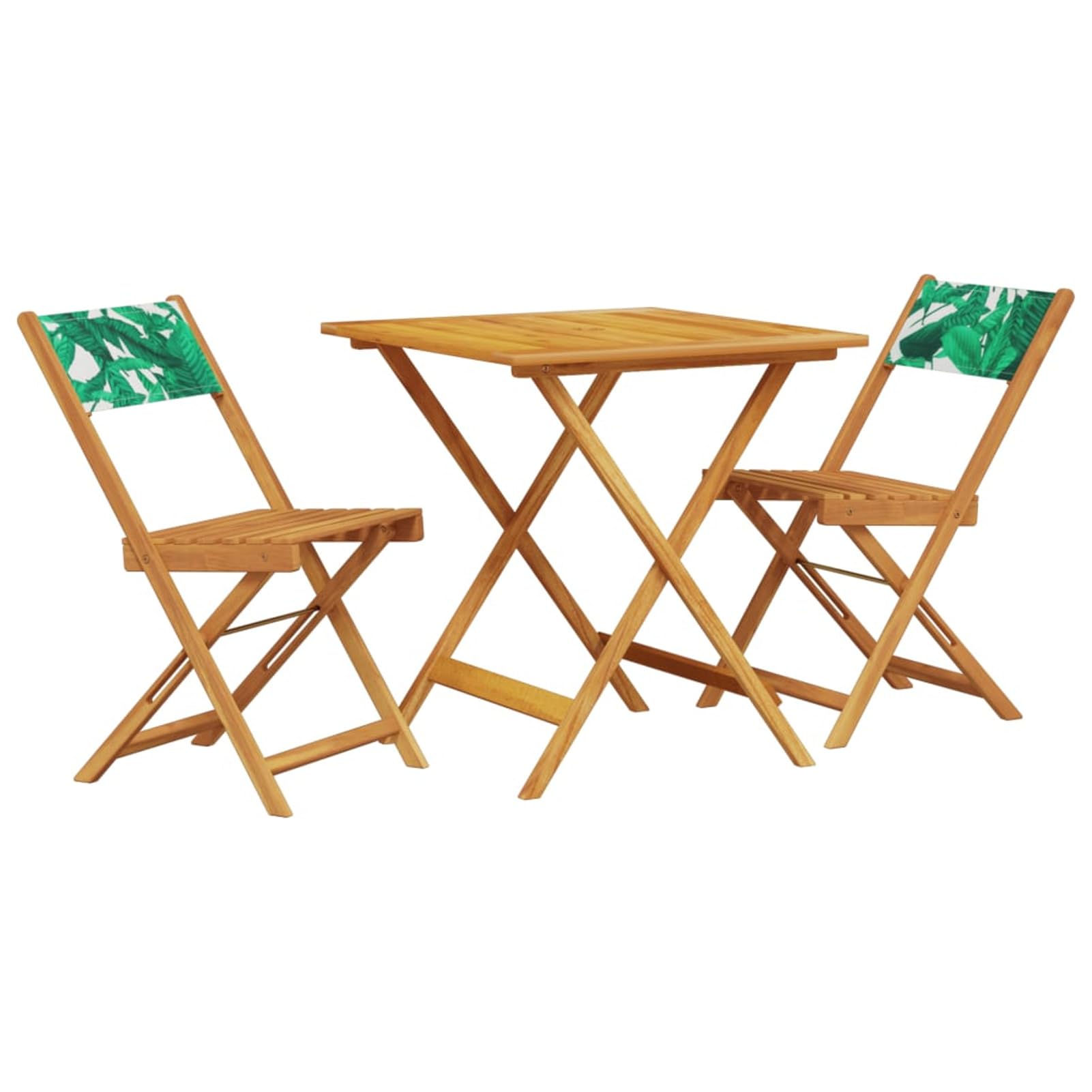 LAPOOH Set da Bistrot 3 pz Motivo Foglie in Tessuto e Legno Massello,Set Bistrò Veranda,Set Bistrot da Esterno,Set Bistrot da Balcone-3281872