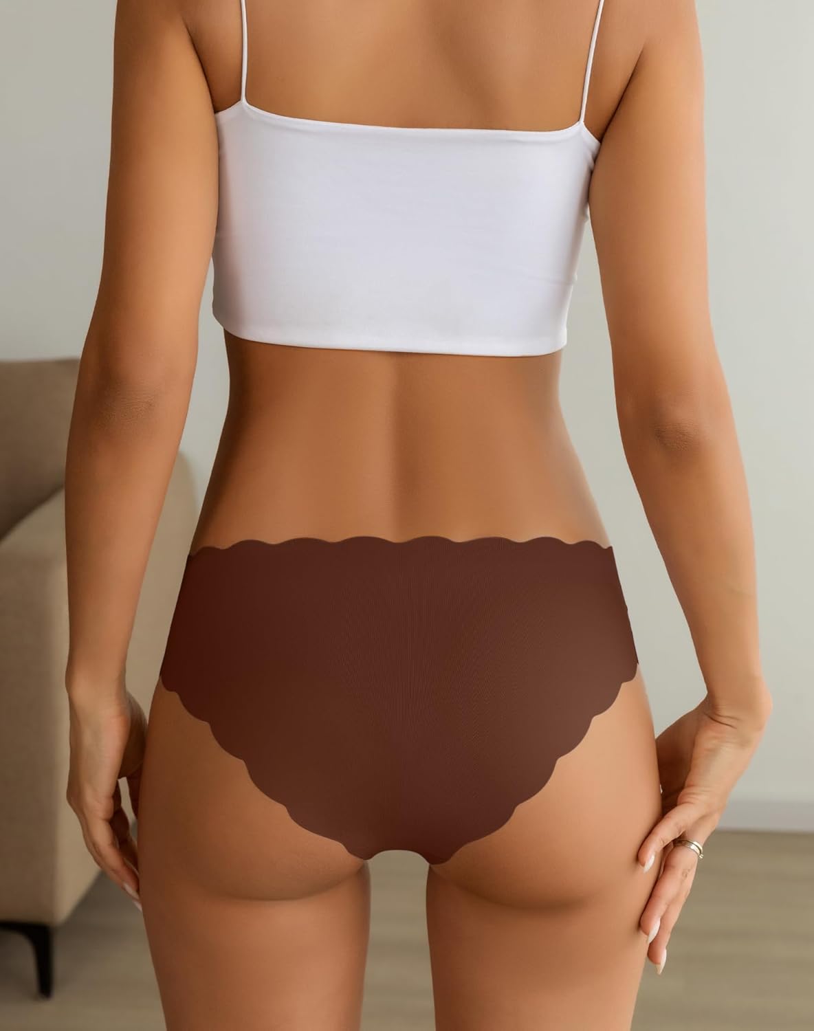 Women's Seamless Underwear No Show invisible Stretch Panties Ladies Low Rise Cheeky Wave Edge Bikini Panties 6 Pack - Image 4