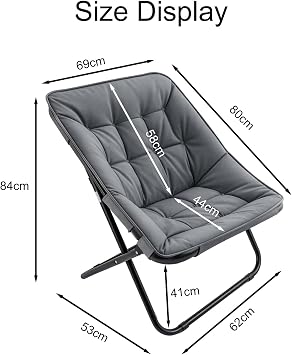 Saucer Chair Moon Chair, Oversized Comfy Foldable Faux Fur Lounge Reading Chair with Metal Frame, Cozy Accent Chair for Bedroom Dorm Living Room