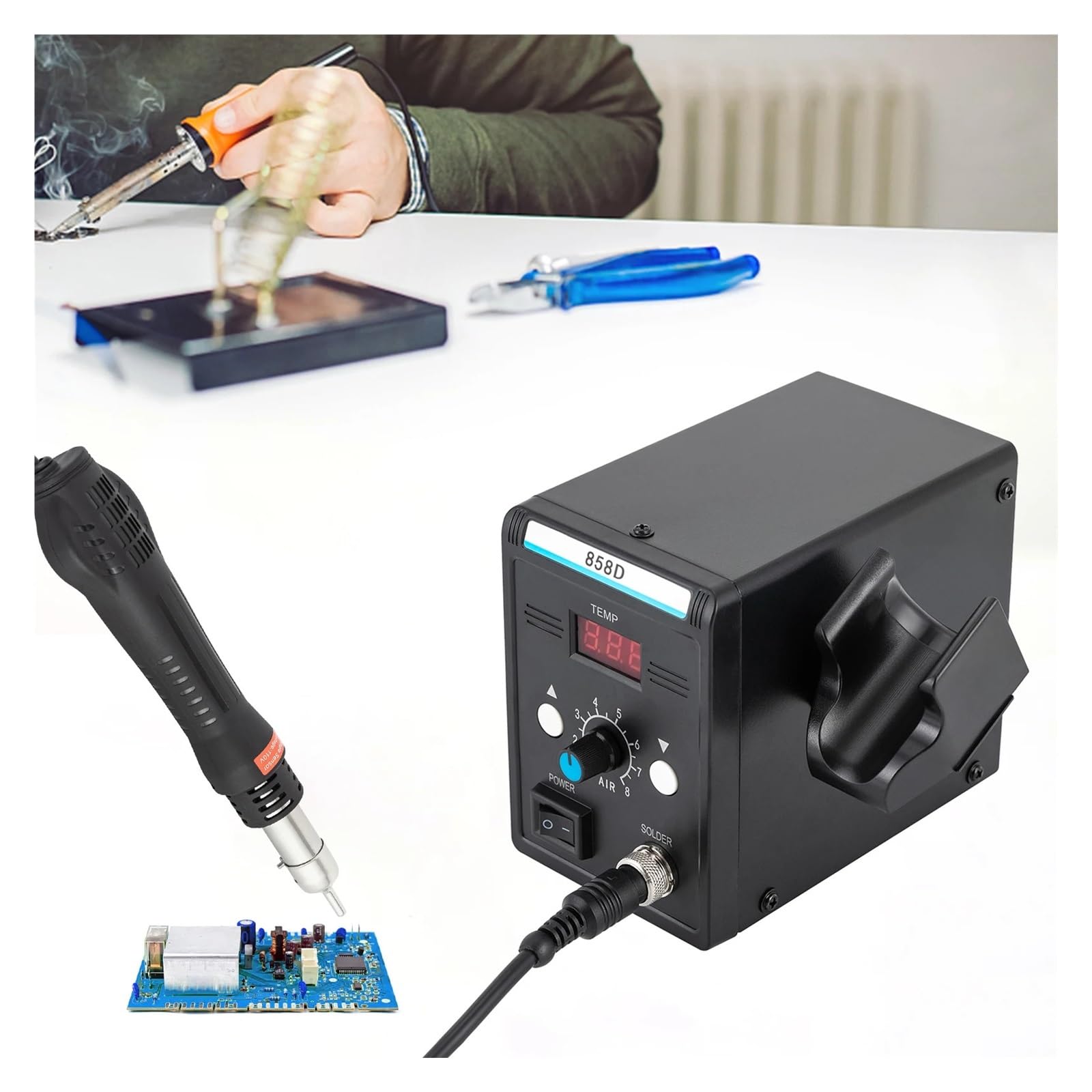 Stazione Di Saldatura SMD Ad Aria Calda Da 700 W Con Pistola Termica, Display A LED For Riparazioni Elettroniche Saldatore Efficiente