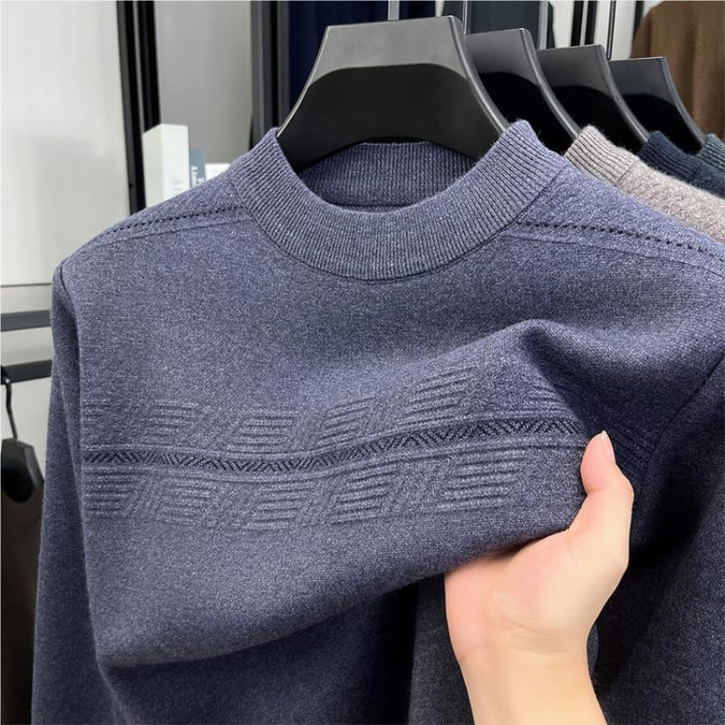 Knitted Long Sleeved Men's Solid Color Semi High Neck Knitted Sweater Casual Daily Sweaters