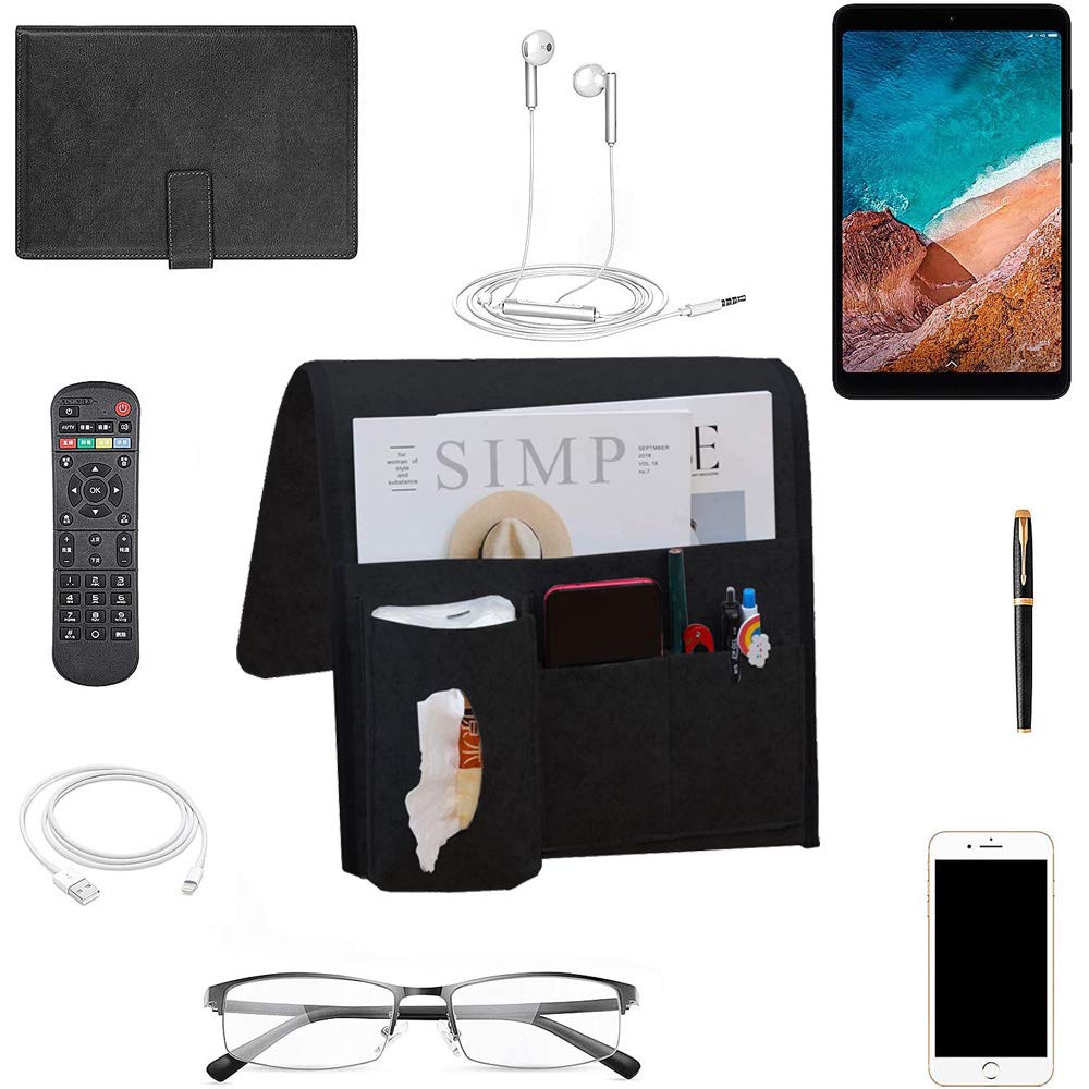 Tasca Da Comodino In Feltro Marrone - Organizer Per Letto E Divano, 82x31 Cm - Foto 5