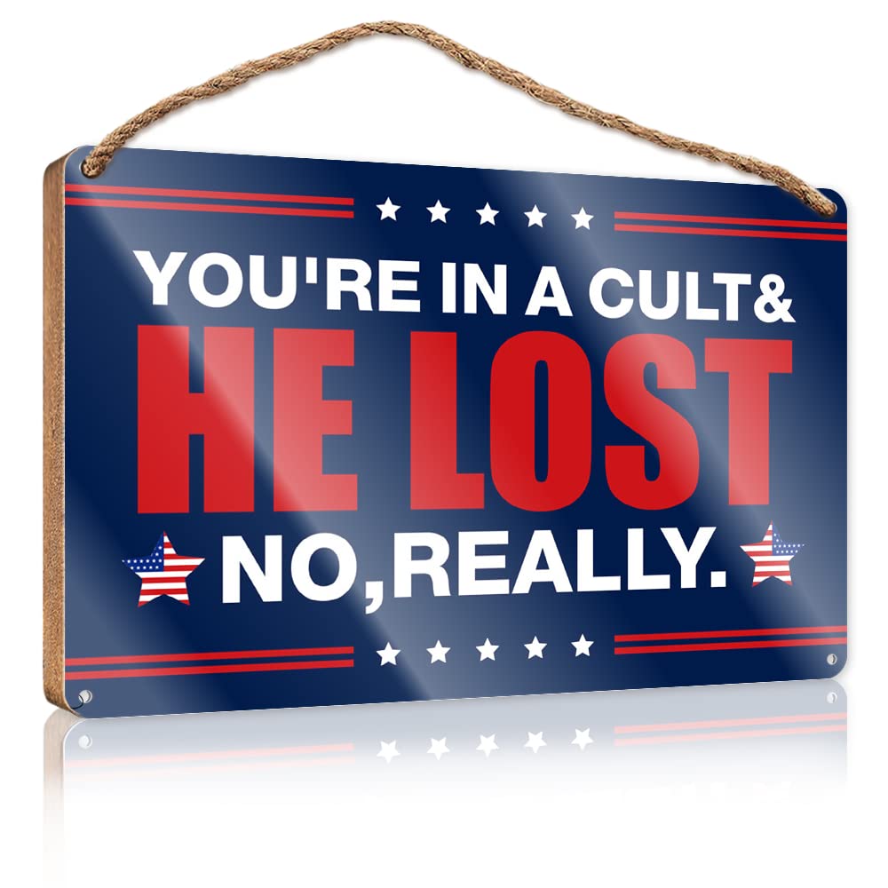 DTHA Hanging Decor Wood You'Re In A Cult And He Lost No Really Wooden Sign Vintage Decor Room Decor For Men(15X28CM)