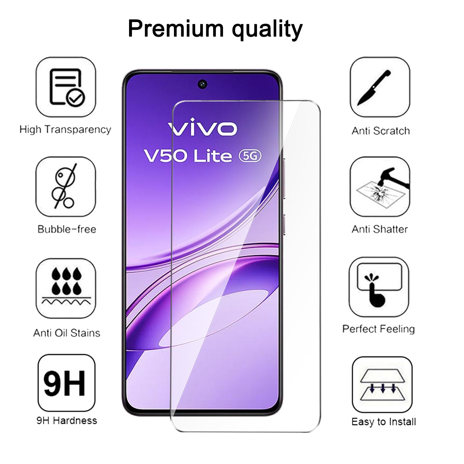 Ivoler Handyhülle Für Vivo V50 Lite 4G/5G – Militärischer Schutz, Stoßfest – TPU Silikon Hülle In Schwarz