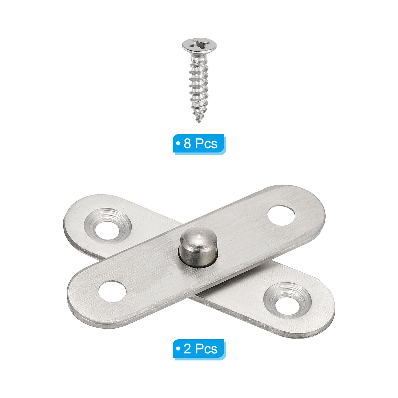 PATIKIL Door Pivot Hinges, 2 Set 360 Rotating Hidden Door Hinges Up Down Shaft Hardware XS Size for Secret Door Bookcase, Silver Tone - Image 3