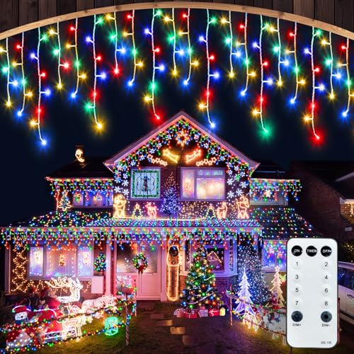 CGN Luci Natale Esterno 30M, 1200 LED Luminosa Tende da Esterno con 8 Modalità Telecomando Impermeabile IP65 Catena Luminosa da Esterno Decorazione Natale per Balcone Terrazza Festa Finestra
