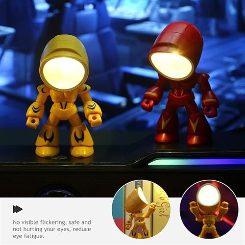 Miniatura 8 de Uonlytech Lindo mini robot lámpara de escritorio con forma de robot luz nocturna LED portátil lámpara de mesa pequeña para habitación de niños