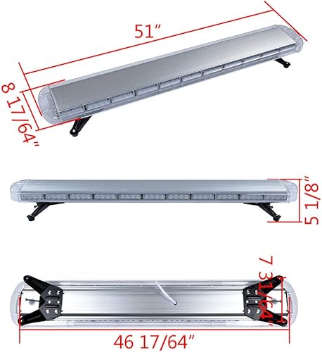 Miniatura 2 de Astra Depot Juego de 51 pulgadas ámbar blanco 96-LED de advertencia de emergencia estroboscópica barra de luz con 6 unids ultra delgado 6-LED