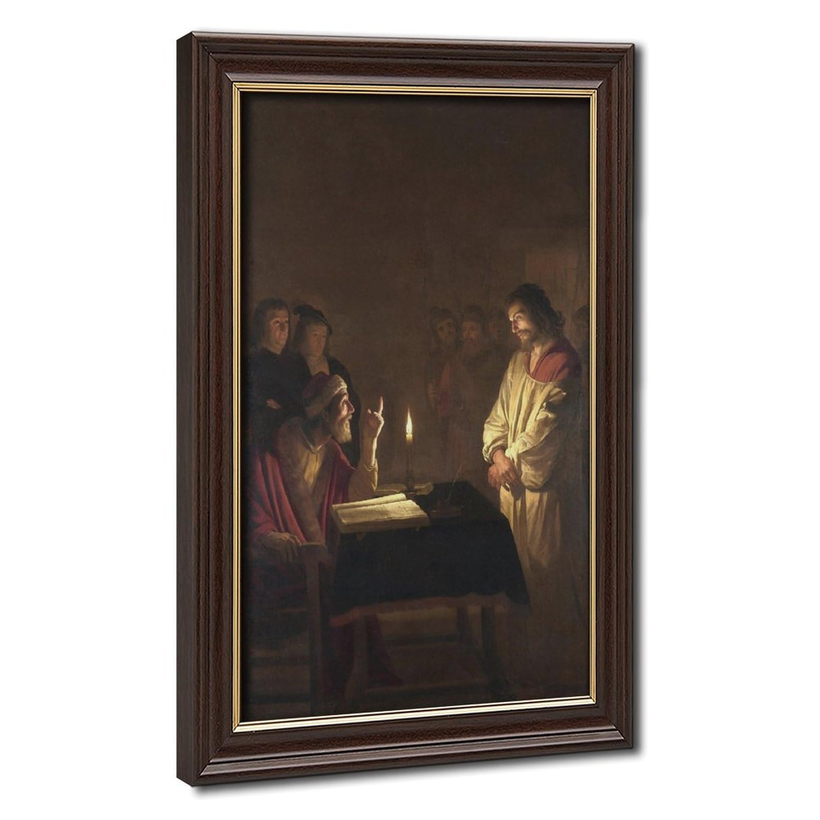 WCYB Jesus Christ Before The High Priest by Gerard Van Honthorst Prints Posters Canvas Deco Paintings Wall Art For Office Living Room Hangable Frame 16" L X