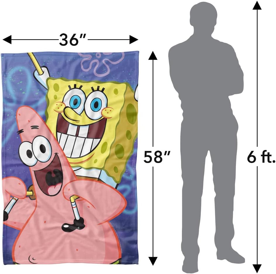 LOGOVISION Spongebob Blanket, 36"x58" Spongebob and Patrick Cropped Fleece Blanket