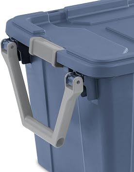 40 Gallon Wheeled Industrial Tote, Rugged Plastic Storage Bin, Latch Lid, Blue, 2 Count