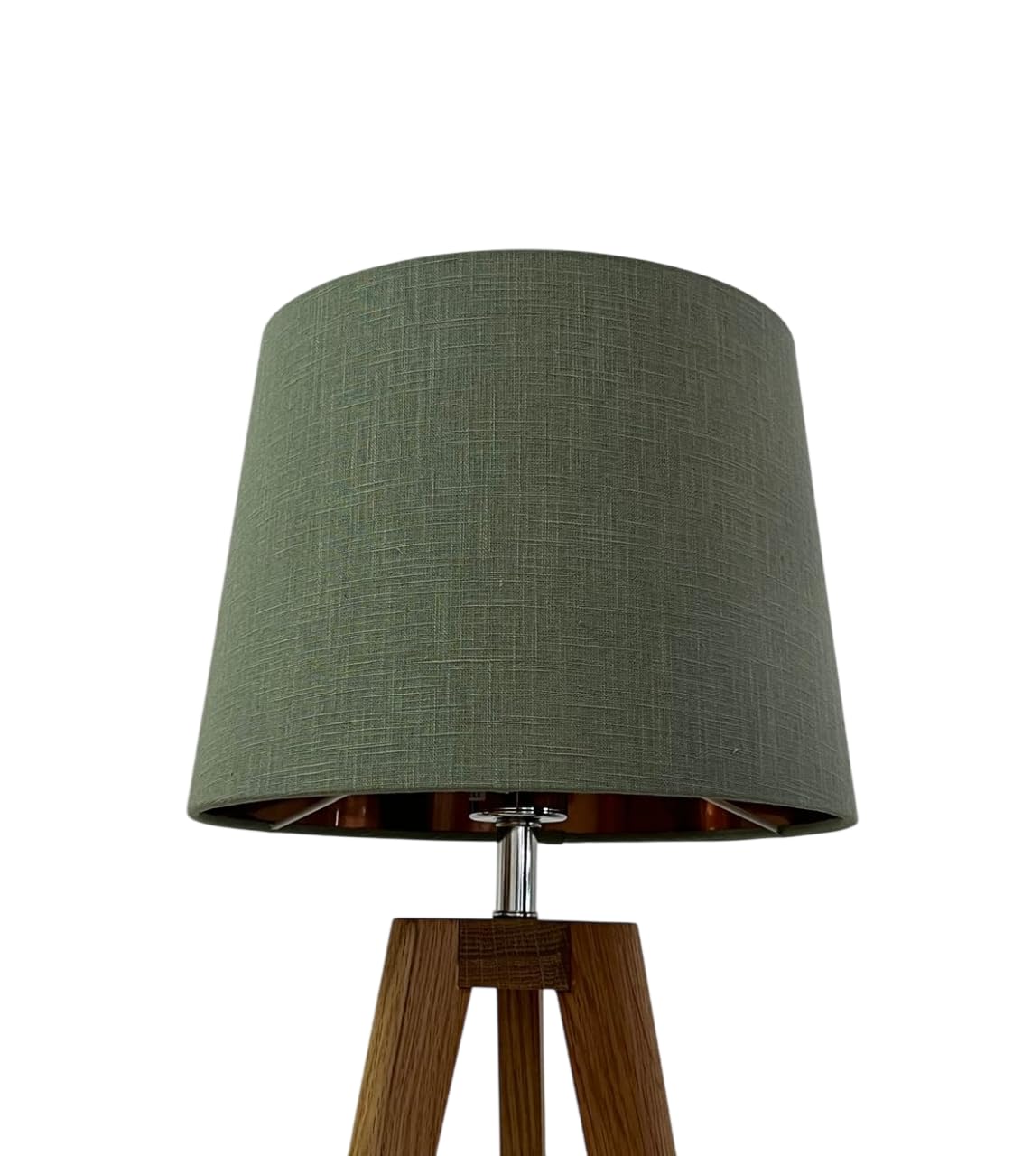 Sage Green Textured 100% Linen Brushed Copper Tapered Empire Lampshade