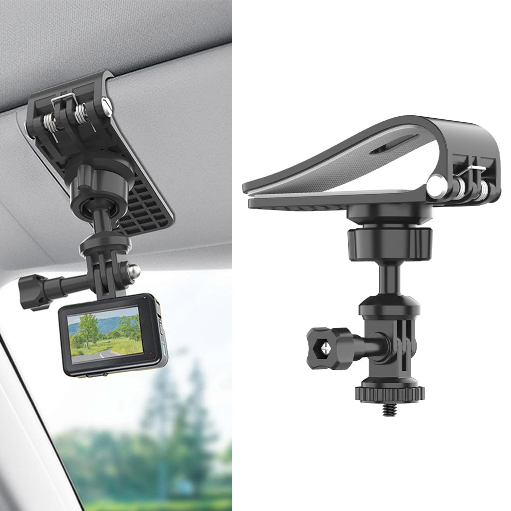 STHIRA® Car Sun Visor Mount,Vlog Video Holder,Quick Clip Mount Compatible with Go Pro Hero 13 12 11 10 9 8 7 6 5 4,for DJI Osmo Action 5 Pro/4/3 for Insta 360 X5 X4 X3 Ace Pro2 Camera Accessories-image-45