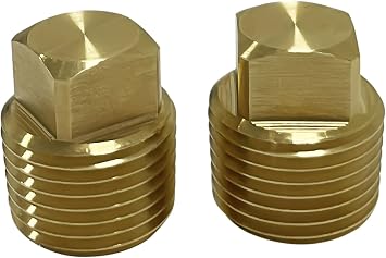 Boat Drain Plugs 1/2" NPT Solid Brass Drain Plugs commonly Used in Boat Hulls 2 Pack Solid Brass Boat Hull Spare Garboard Drain Plug