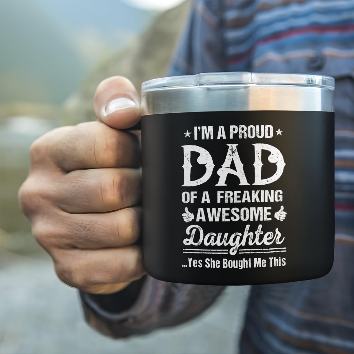 Dad Tumbler 14oz Insulated Coffee Travel Mug with Handle Funny Dads Gift from Daughter for Birthday Christmas Valentines Fathers Gift - Image 7