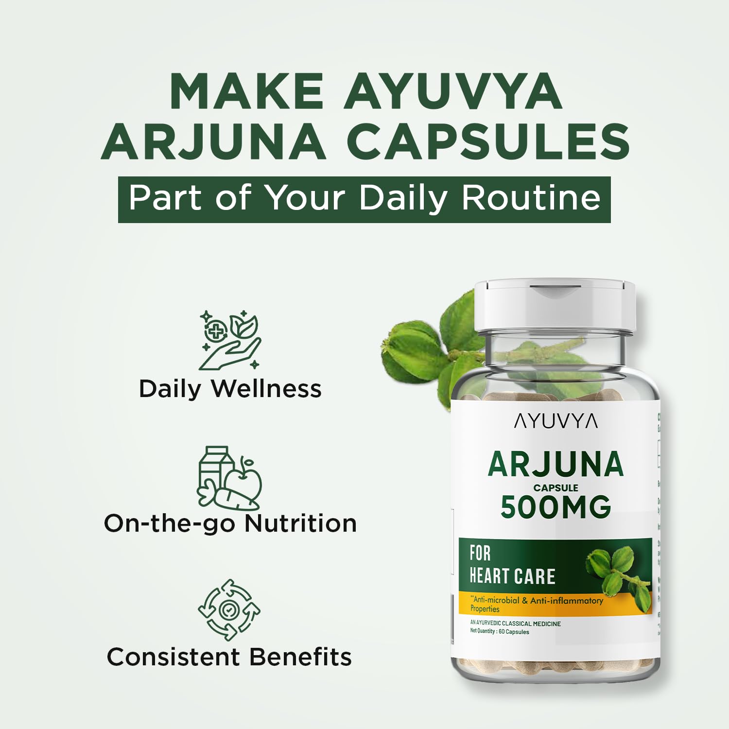 Ayuvya Moringa & Arjuna Dry Extract Capsules - 500mg - Herb for Women's Health, Lactation Support, Stress Relief, and Anti-Aging, 120 Capsules, (Pack of 2) | As Seen on Shark Tank 4
