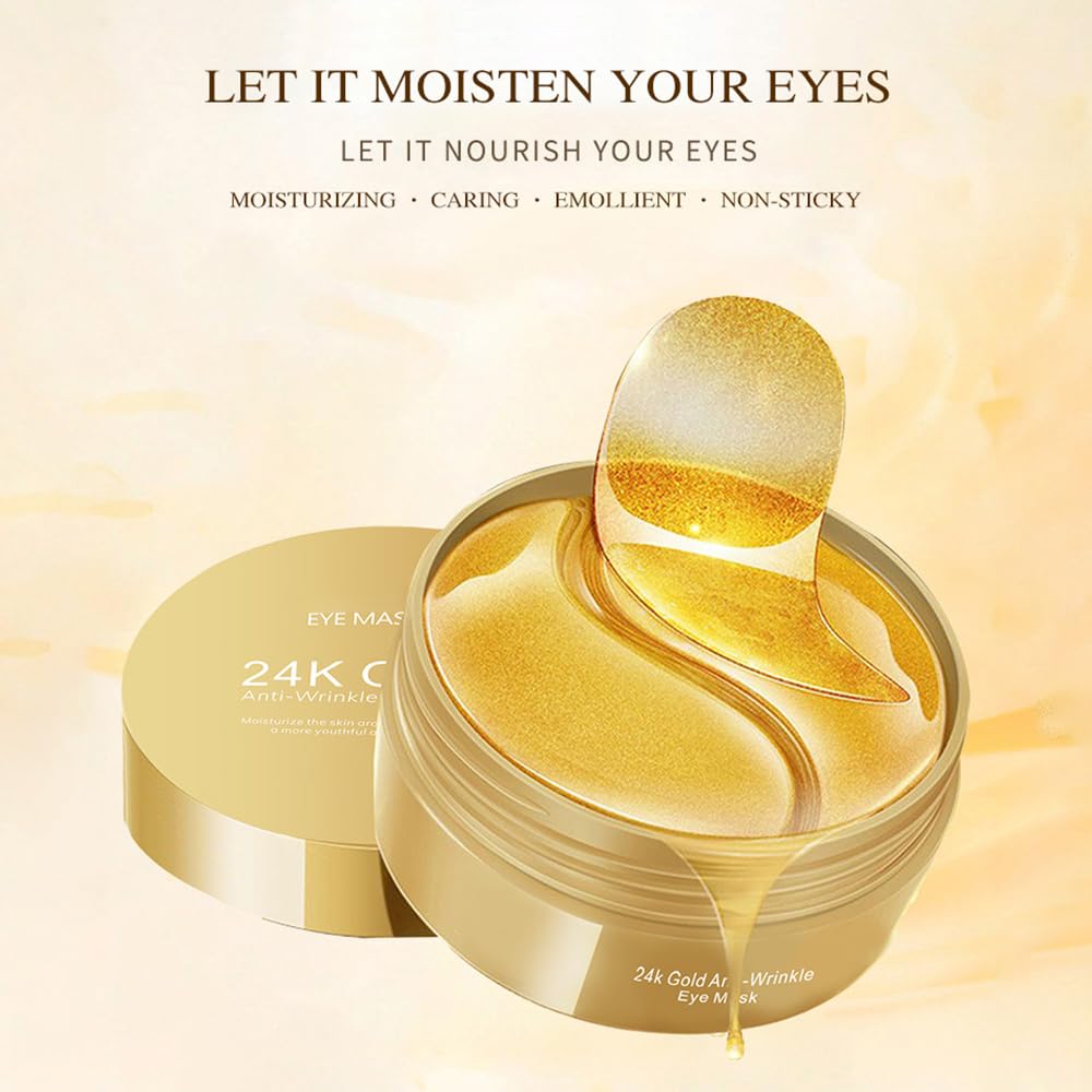 Ailigeus 30 Pairs 24K Gold Under Eye Masks, Eye Patches for Dark Circles and Puffiness, Reduce Under Eye Bags and Smooth Wrinkles.