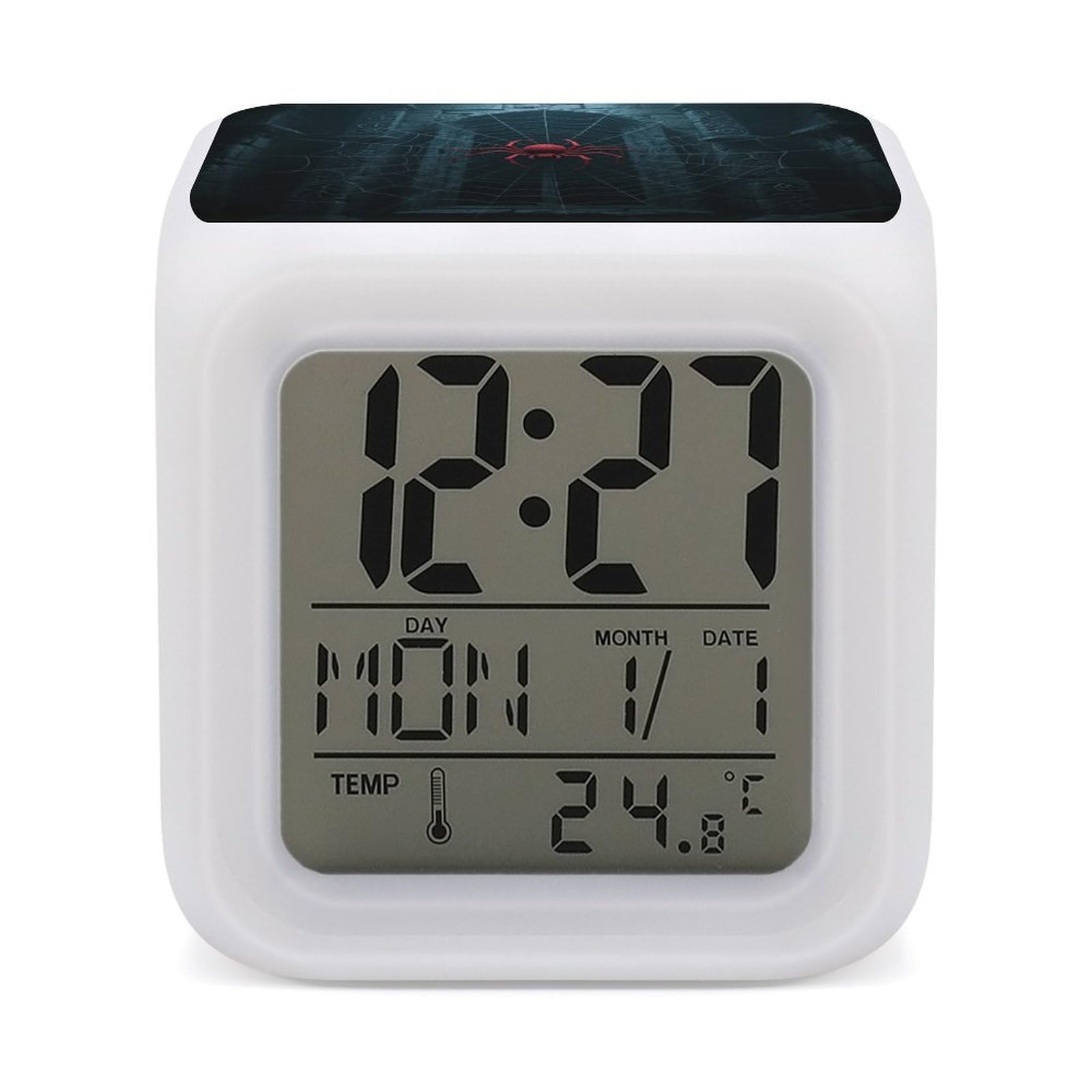 VstaDank Red Spider in Castle Alarm Clock Sleep Trainer 7 Color Changing Night Light Modern Touch Bedside Lamp Fashion Digital Clock with Temperature Display Wake Clocks for Loud Alarm