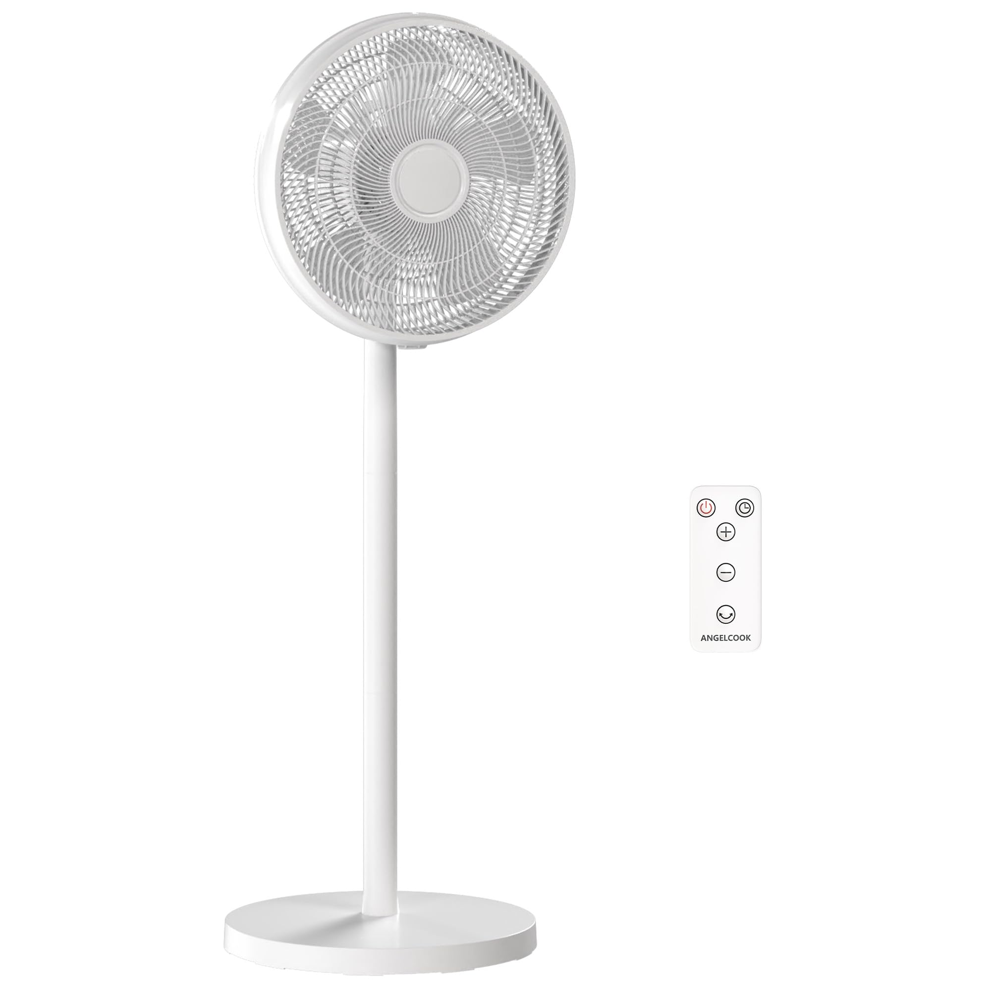 HOMCOM Ventilador de Pie con Control Remoto, Ventilador de Pie Silencioso con Altura Ajustable, 4 Velocidades, Oscilación 80°, Temporizador 10H y Pantalla LED, 50W, Blanco
