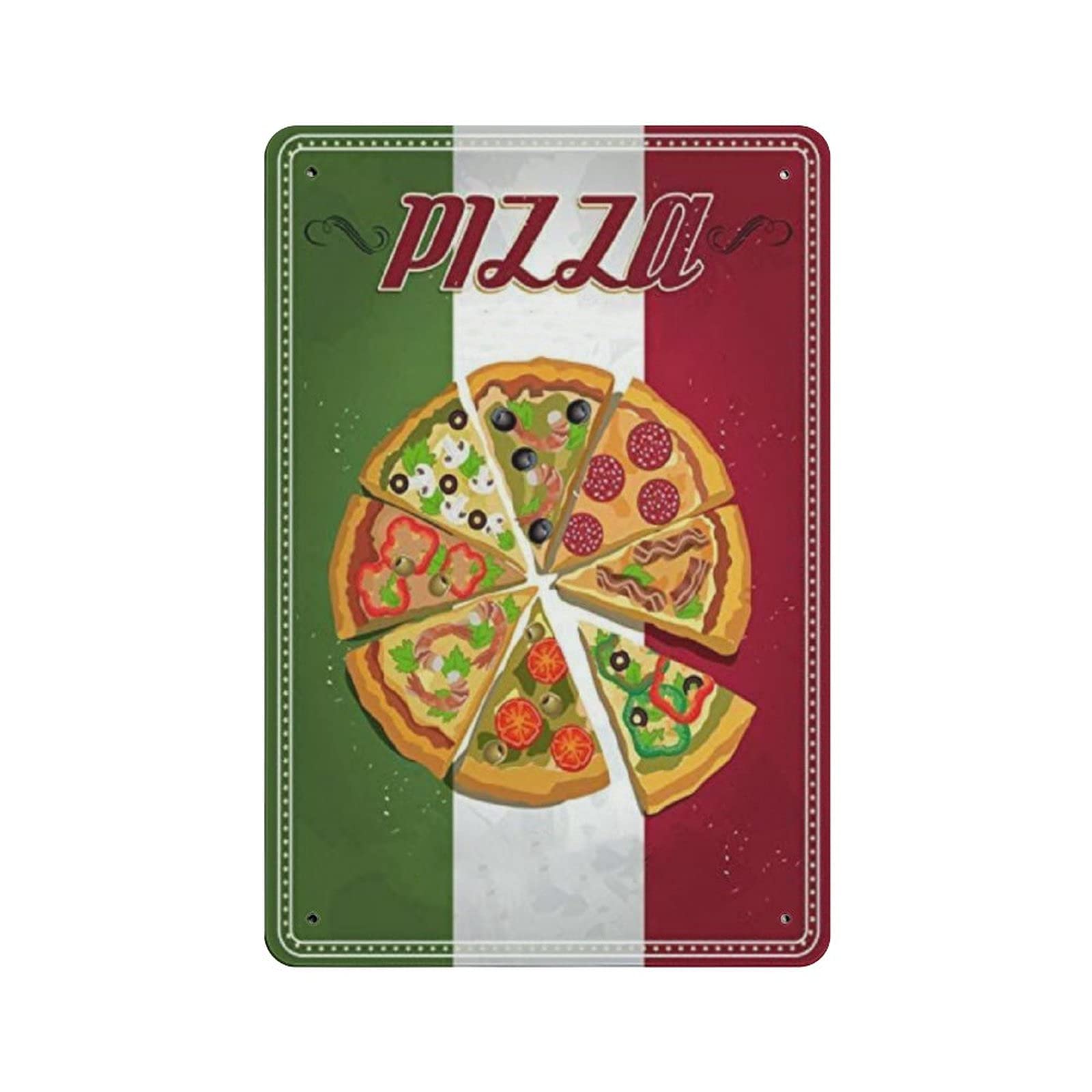 GQWJKSZ Pizza Vintage tin Sign Metal Poster Home Bar Cafe Club Garden Farm Decor Hanging Poster Retro Wall Art Prints 12x8in (30x20cm)