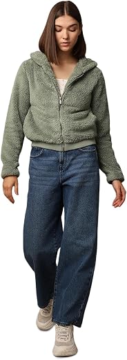 ONLY Hooded Neck Long Sleeve Front-Open Sweater
