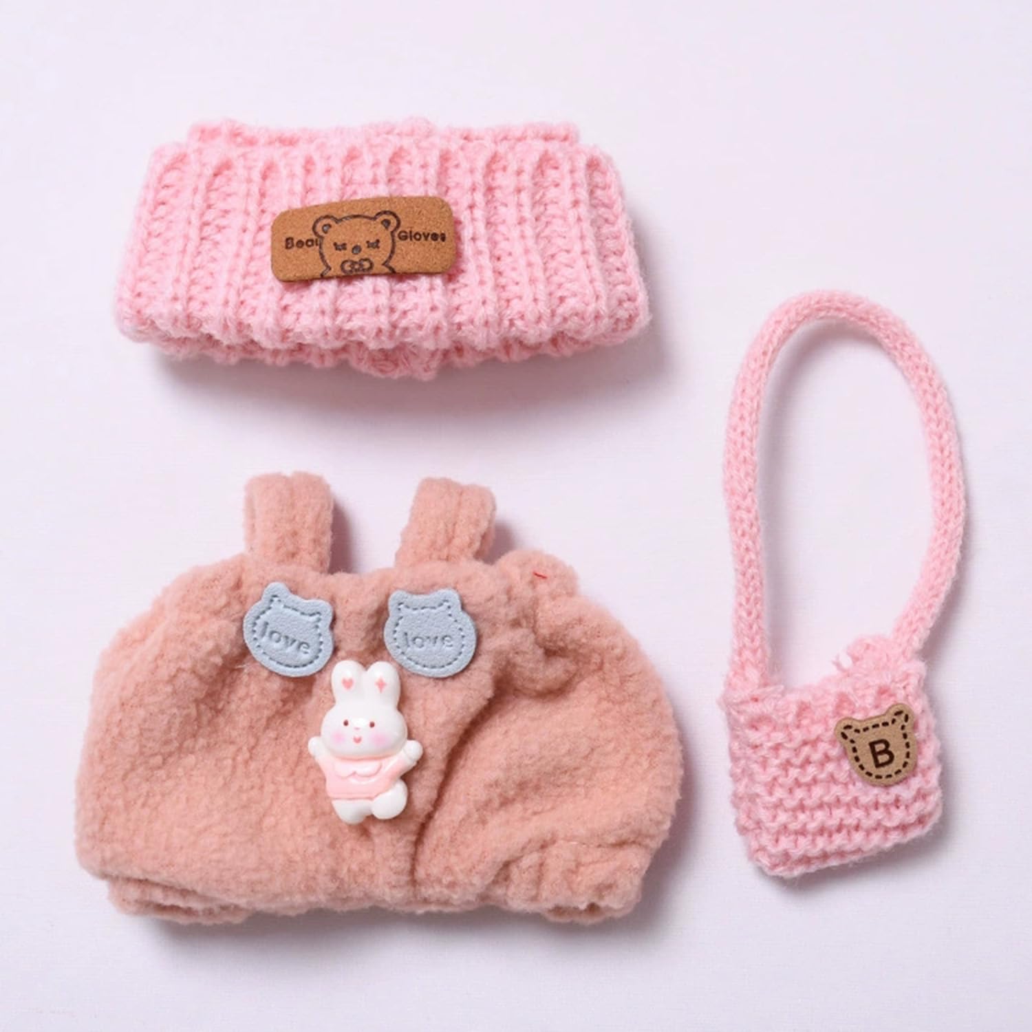 Clothes for 17cm Dolls Clothes Accessories(Just Clothes No Doll), Cute Jumpsuit&hat Outfit Suitable for 6.69inch (17cm) Doll Soft Cotton Clothing