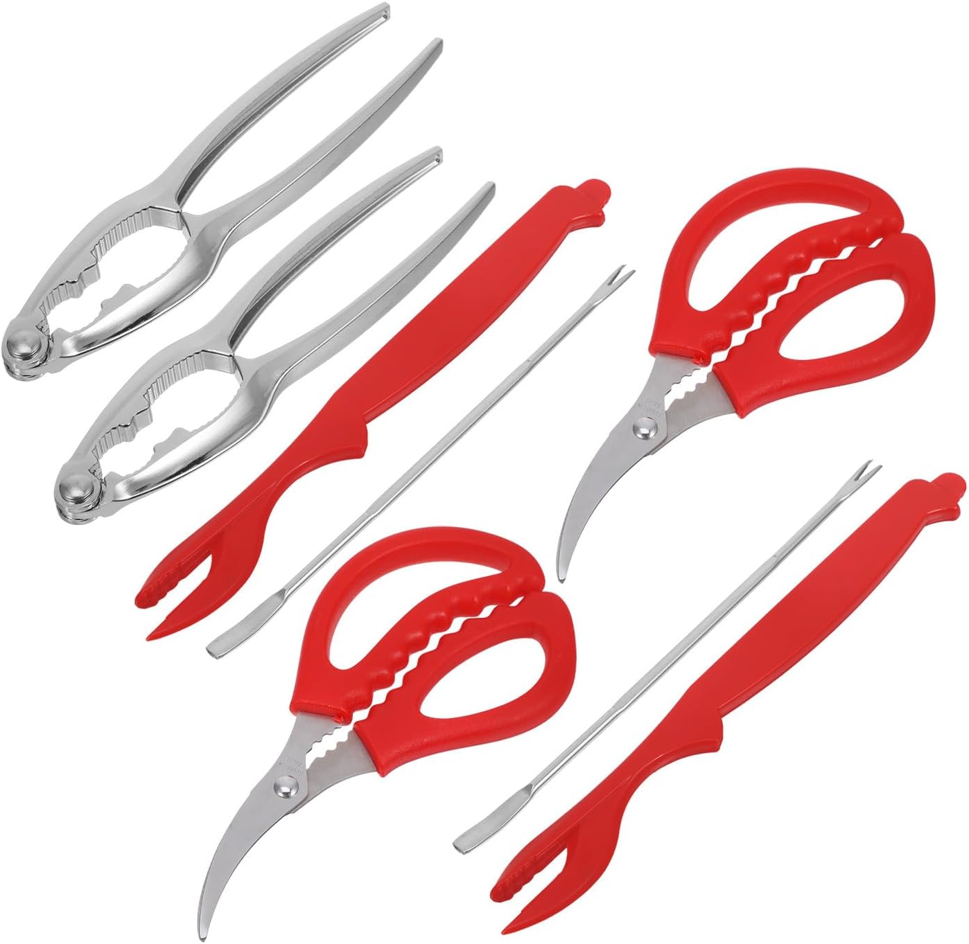 Ciieeo Multifunctional Stainless Steel Seafood Pliers Set with Crab Leg Forks, Shellfish Tools, Seafood Scissors and Storage Bag – 8pcs Shellfish Cracking and Eating Utensils for Home