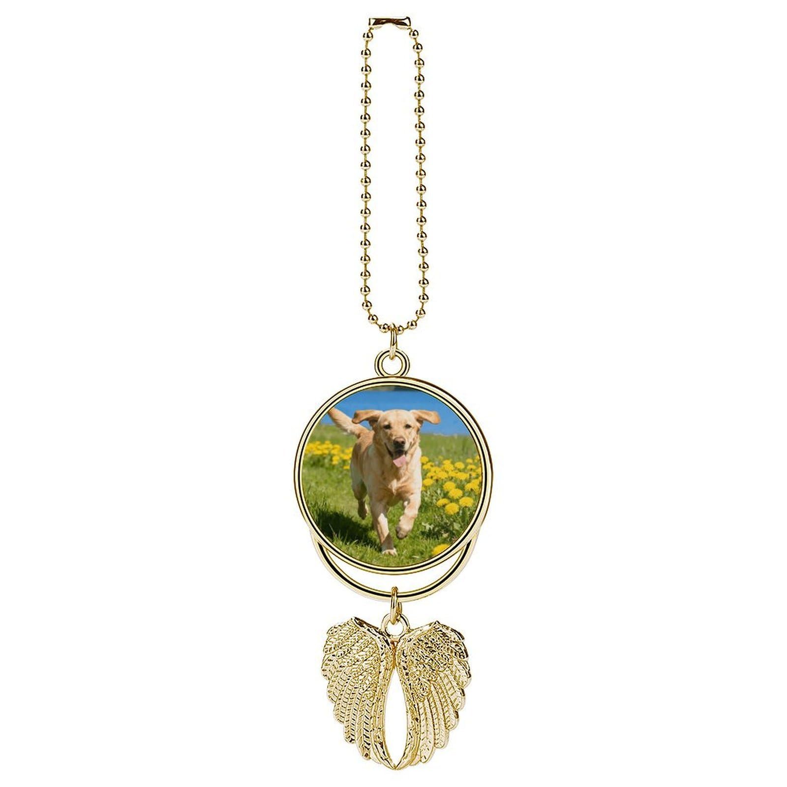 Running Golden Retriever Car Charm, Alloy Rear View Mirror Pendant, Bling Funny Car Hanging Ornament Gift for Women Men, Car Pendant Lucky Auto Interior Decoration Accessories Golden-Style