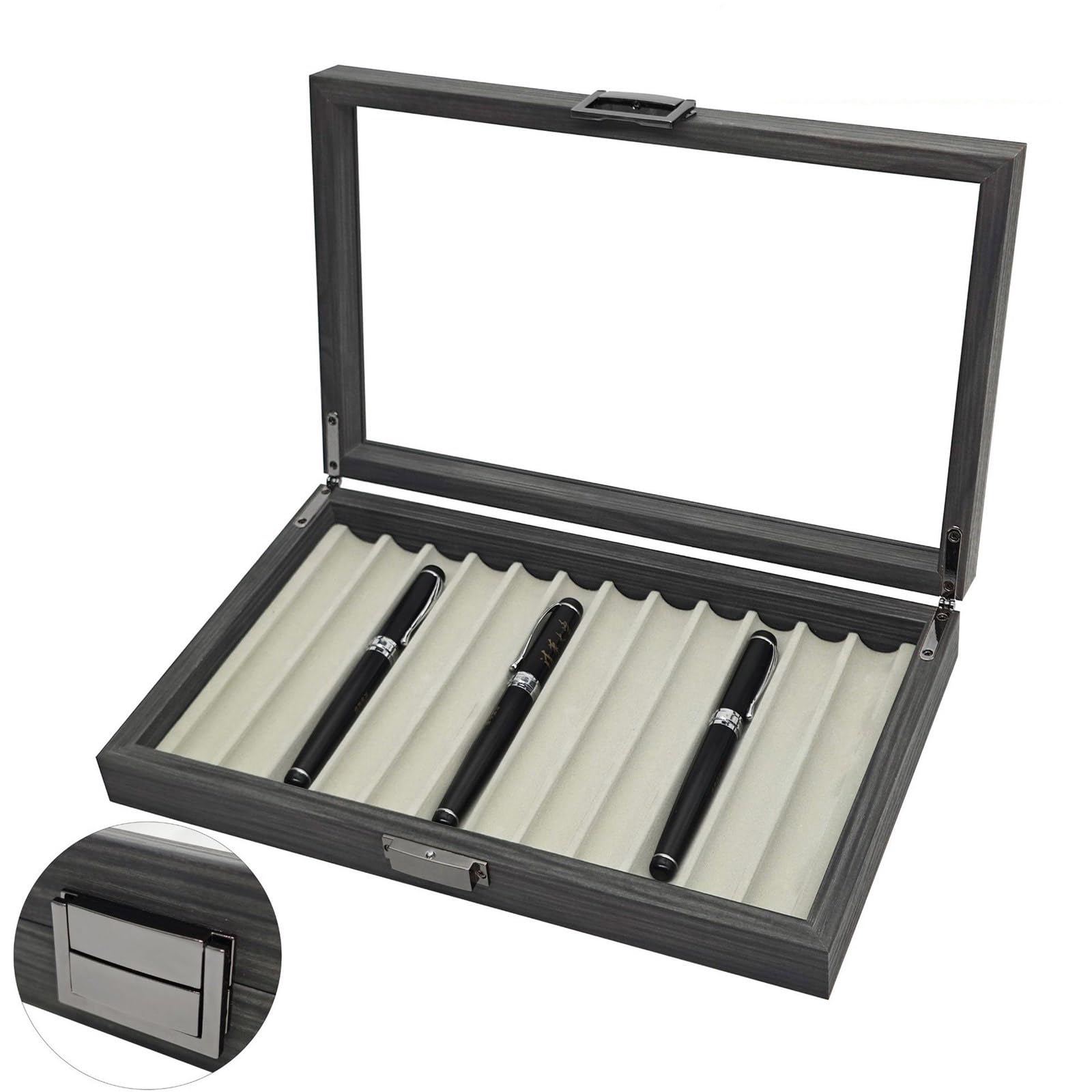 Scatola portaoggetti in legno per penne stilografiche con 12 scomparti, vassoio espositore per penne stilografiche, organizer per accessori da scrivania per la casa