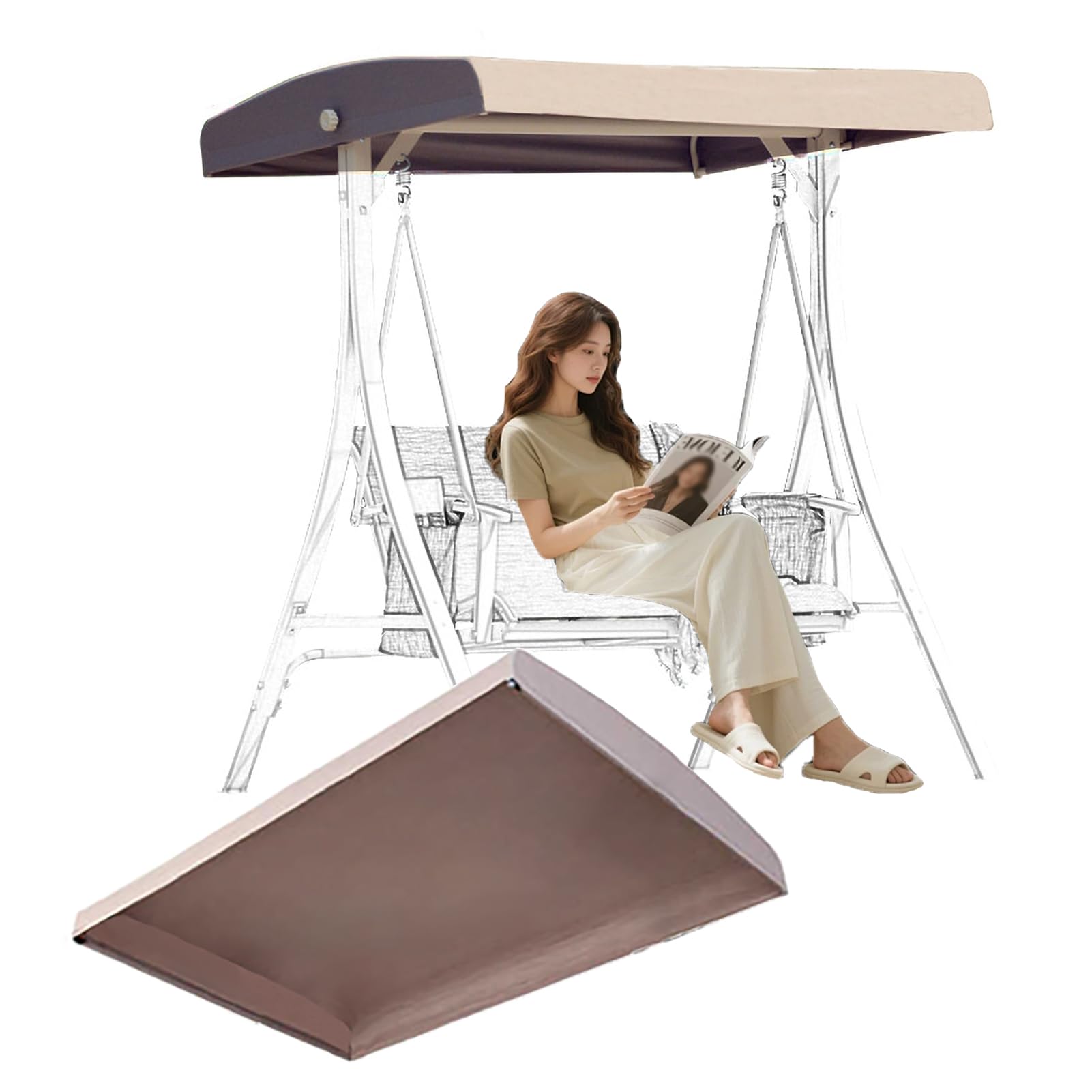 Housse de rechange pour balancelle de jardin auvent imperméable polyester 2 places