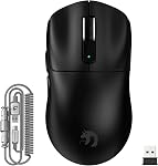 MAMBASNAKE M3 Ultra-léger 39g Mode Tri 40K DPI Souris de jeu sans fil-Blanc PixArt PAW3395 PRO Capteur, 2,4 Ghz/Bluetooth/Wired,100M Cliquez sur Micro Interrupteur, Câble Coilé, Pilote Web programmable pour gagner PC Mac