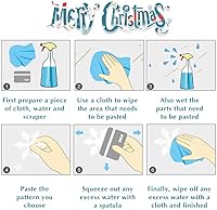 Vista 6 de 130 piezas de calcomanías decorativas de Navidad para ventanas, calcomanías de copo de nieve de Navidad con Papá Noel y renos