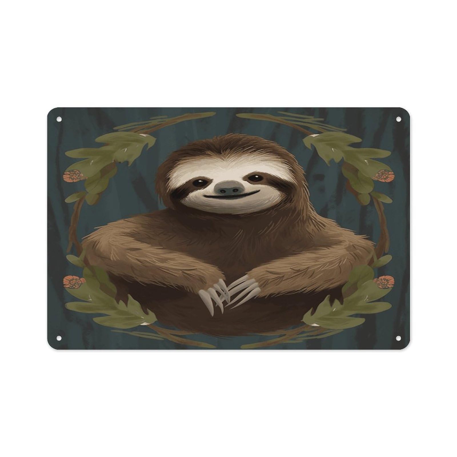 Sloth Rectangle Aluminum Sign Vintage Horizontal Aluminum Plate Multi-Purpose Decoration Painting Farmhouse Style Metal Sign for Home Door Office Cafe