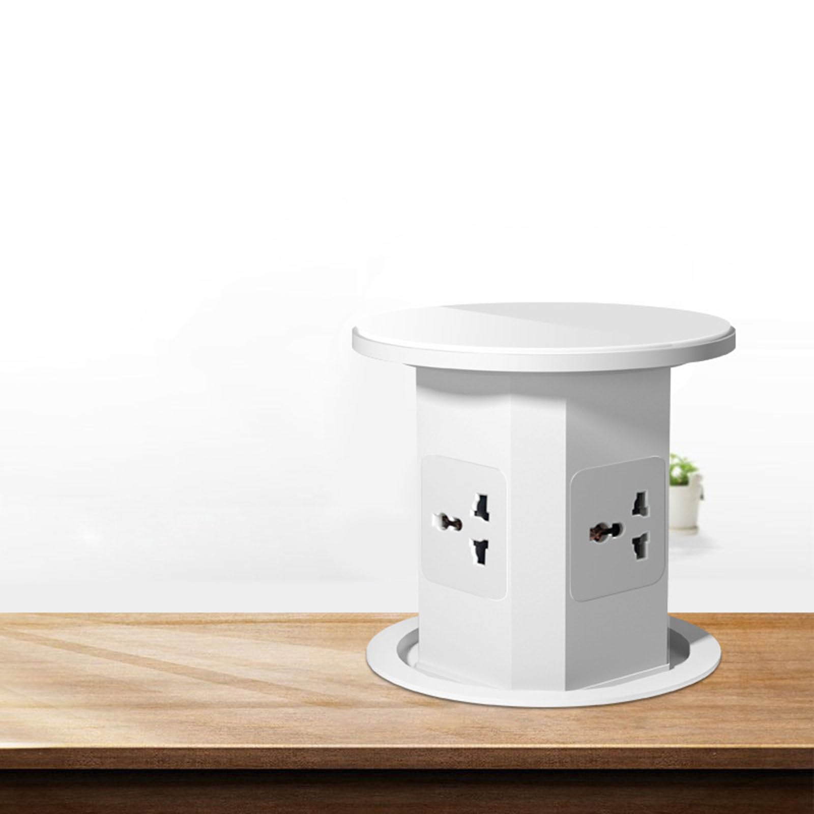Presa di sollevamento idraulica incorporata disponibile su tutti e quattro i lati, tavolo isola, mobiletto push-to-retract, presa nascosta da tavolo,White